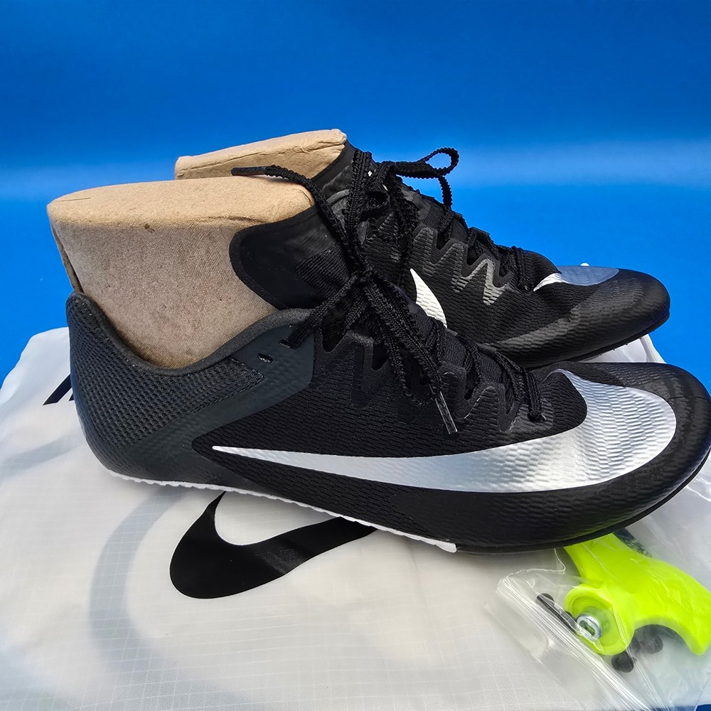 Nike Sprint Track and Field Shoes Sneakers US 11 FZ9663-001‎ Black Silver NWOB